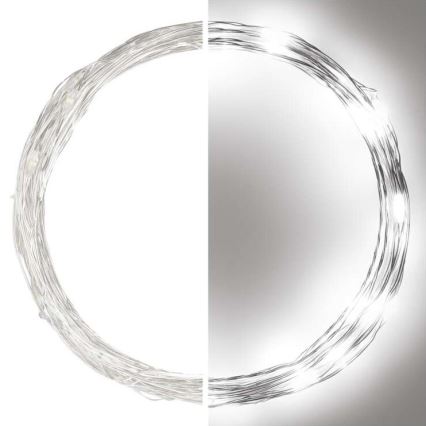 LED kültéri fényfüzér, 40 LED, 9 m, IP44, hideg fehér