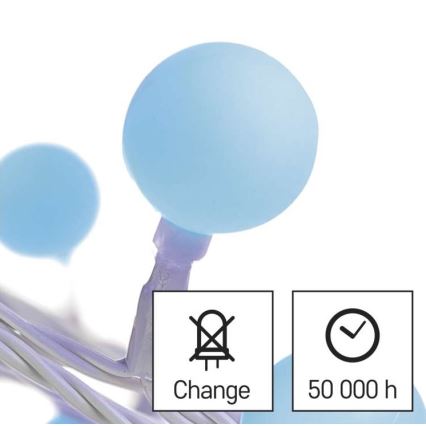 LED kültéri fényfüzér, 40 LED, 9 m, IP44, kék