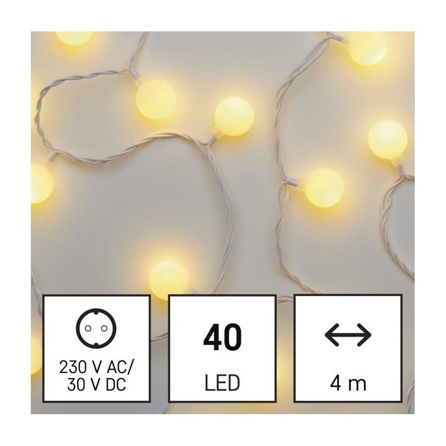 LED kültéri fényfüzér 40xLED/9m IP44 meleg fehér