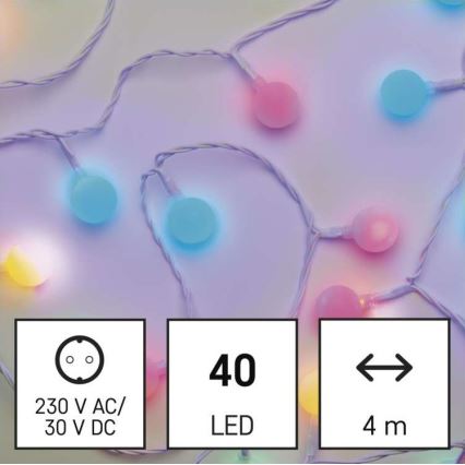 LED  kültéri fényfüzér 40xLED/9m IP44 többszínű