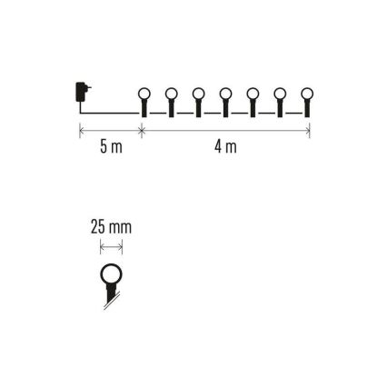 LED  kültéri fényfüzér 40xLED/9m IP44 többszínű