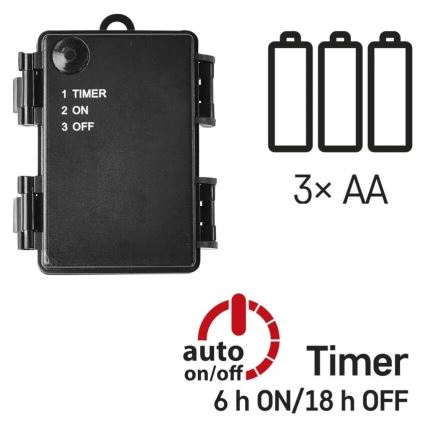 LED kültéri fényfüzér 40×LED/3×AA 3,3 m IP44 hideg fehér