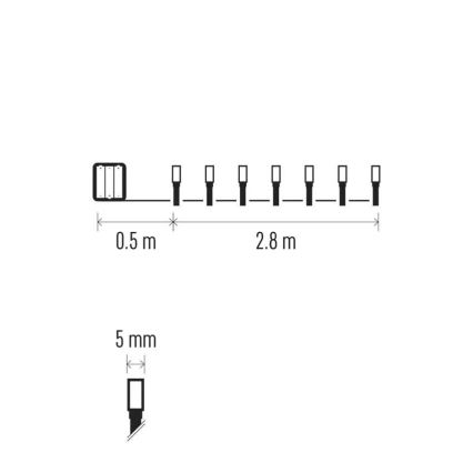 LED kültéri fényfüzér 40×LED/3×AA 3,3 m IP44 hideg fehér