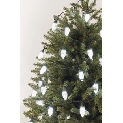 LED kültéri fényfüzér, 50 LED, 8 üzemmód, 14,8 m, IP44, hideg fehér