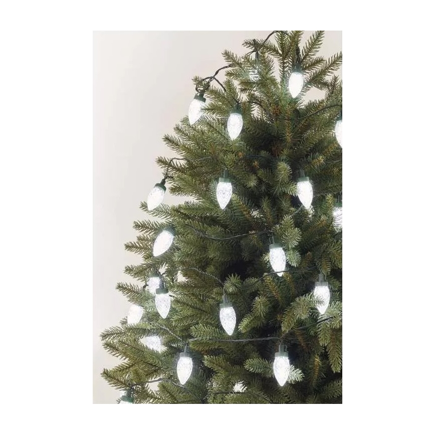 LED kültéri fényfüzér, 50 LED, 8 üzemmód, 14,8 m, IP44, hideg fehér