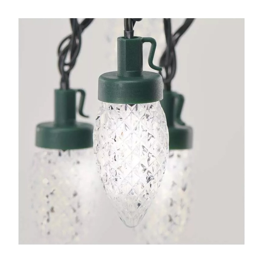 LED kültéri fényfüzér, 50 LED, 8 üzemmód, 14,8 m, IP44, hideg fehér