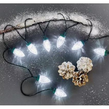 LED kültéri fényfüzér, 50 LED, 8 üzemmód, 14,8 m, IP44, hideg fehér