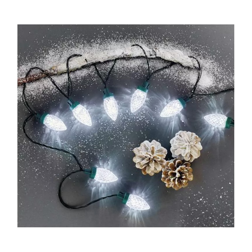 LED kültéri fényfüzér, 50 LED, 8 üzemmód, 14,8 m, IP44, hideg fehér