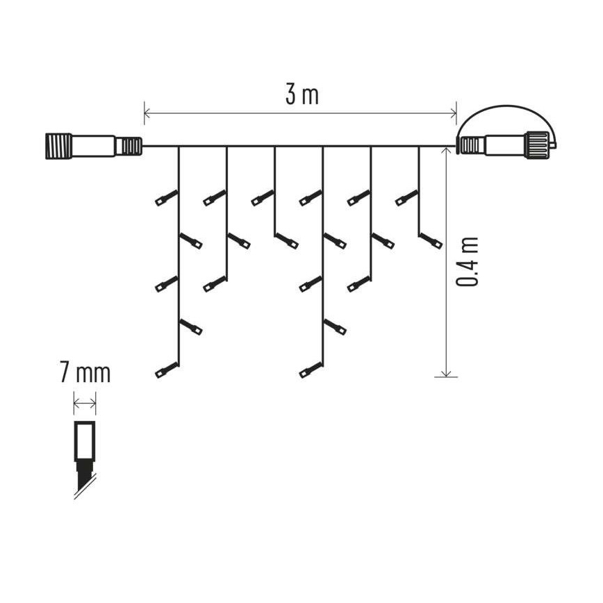 LED kültéri fényfüzér 50xLED/3x0,4m IP44 hideg fehér