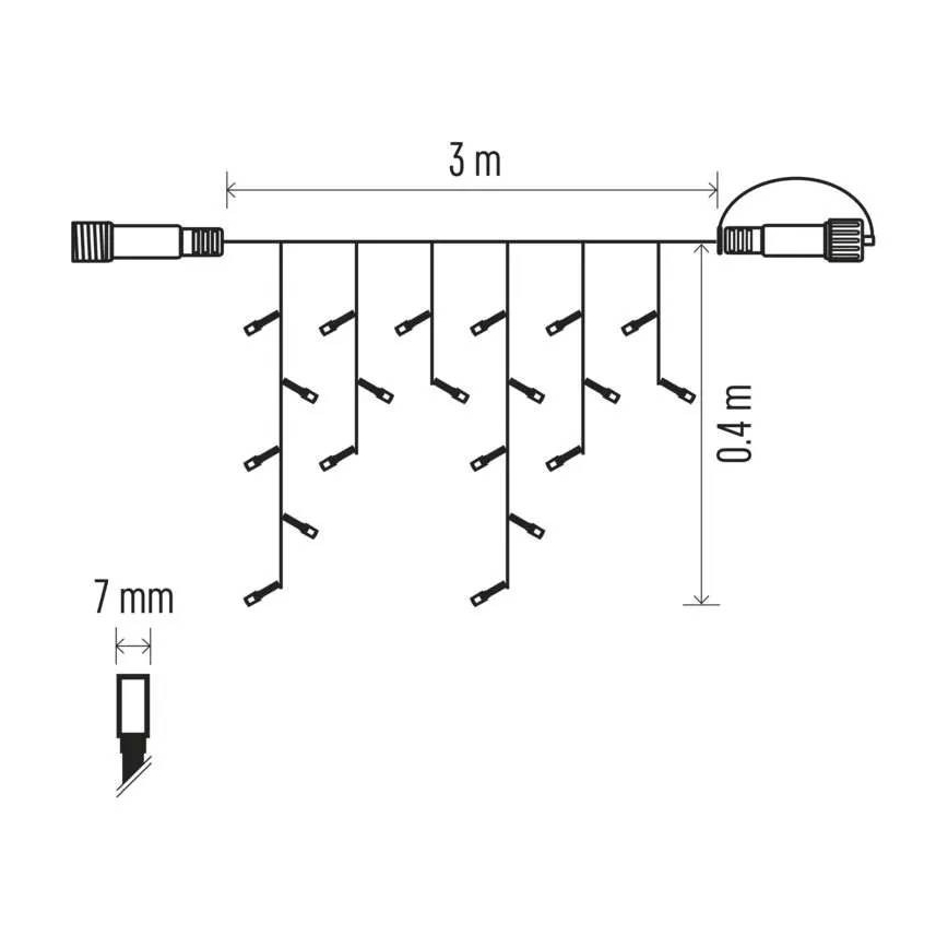 LED kültéri fényfüzér 50xLED/3x0,4m IP44 meleg fehér