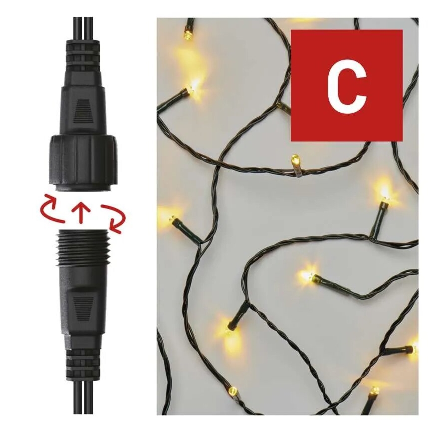 LED kültéri fényfüzér 50xLED/5m IP44 meleg fehér