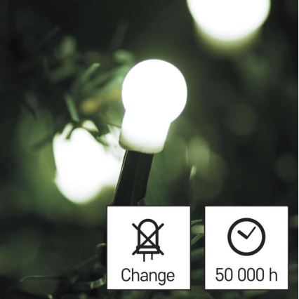 LED kültéri fényfüzér 80 LED / 13 m, IP44, hideg fehér