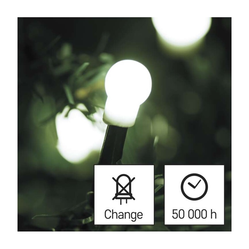 LED kültéri fényfüzér 80 LED / 13 m, IP44, hideg fehér