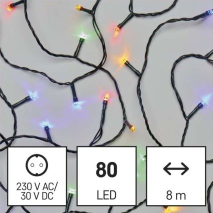 LED kültéri fényfüzér, 80 LED, 13 m, IP44, többszínű