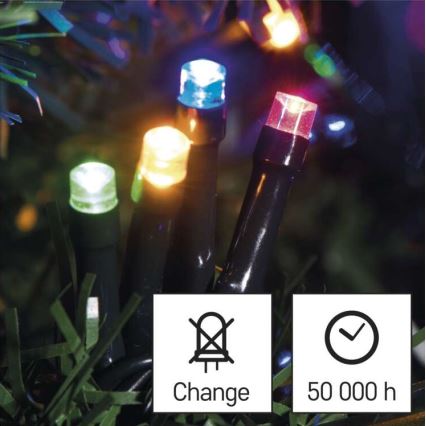 LED kültéri fényfüzér, 80 LED, 13 m, IP44, többszínű