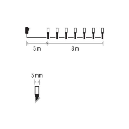 LED kültéri fényfüzér 80xLED/13m IP44 hideg fehér