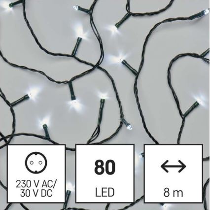 LED kültéri fényfüzér 80xLED/13m IP44 hideg fehér