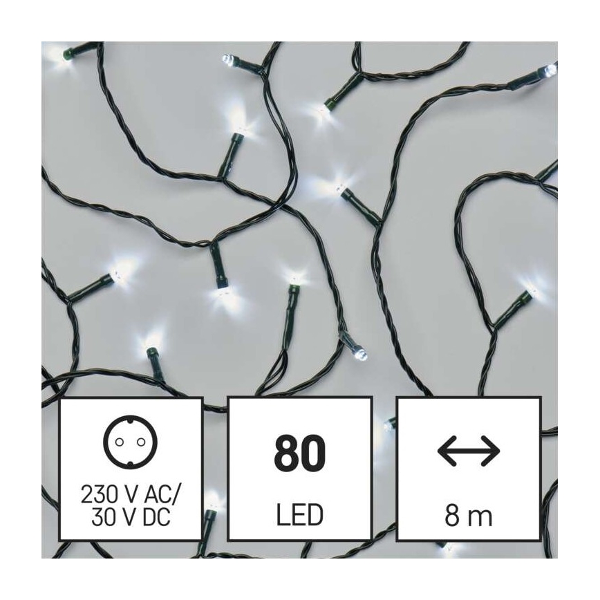LED kültéri fényfüzér 80xLED/13m IP44 hideg fehér