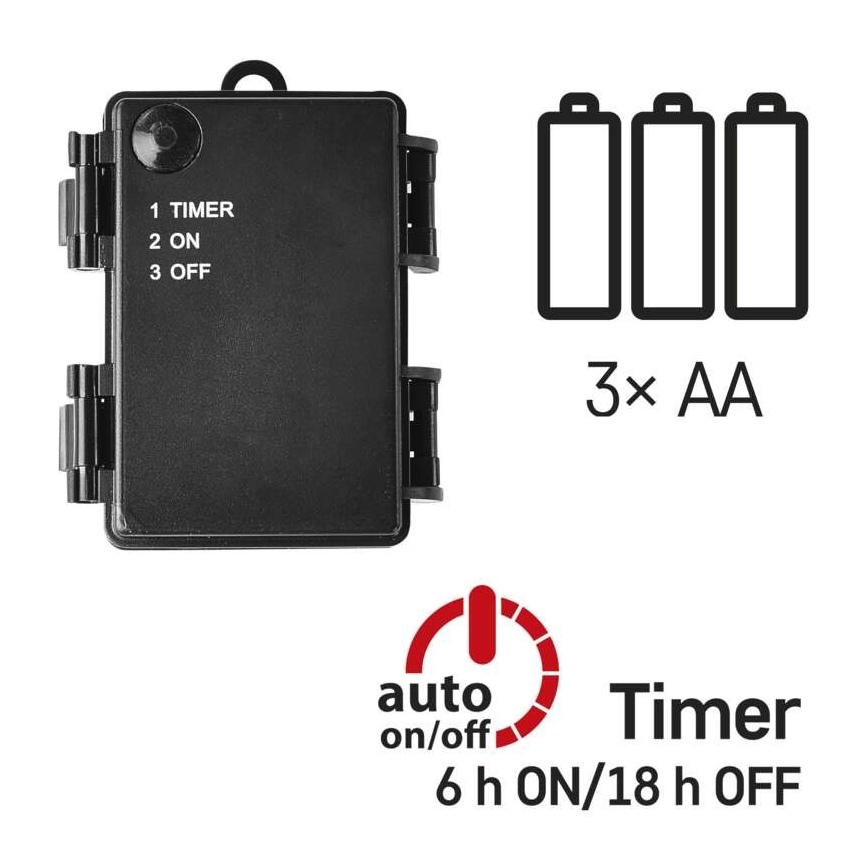 LED  kültéri fényfüzér 80xLED/3xAA 6,1m IP44 meleg fehér