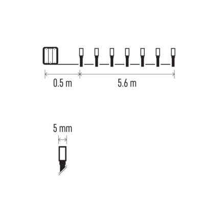 LED  kültéri fényfüzér 80xLED/3xAA 6,1m IP44 meleg fehér