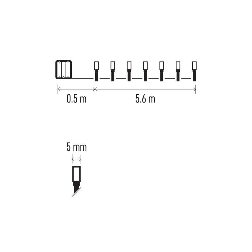 LED  kültéri fényfüzér 80xLED/3xAA 6,1m IP44 meleg fehér