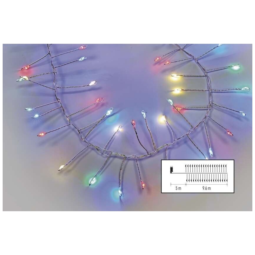 LED kültéri fényfüzér, 960 LED, 8 funkcióval, 9,6 m, IP44, többszínű