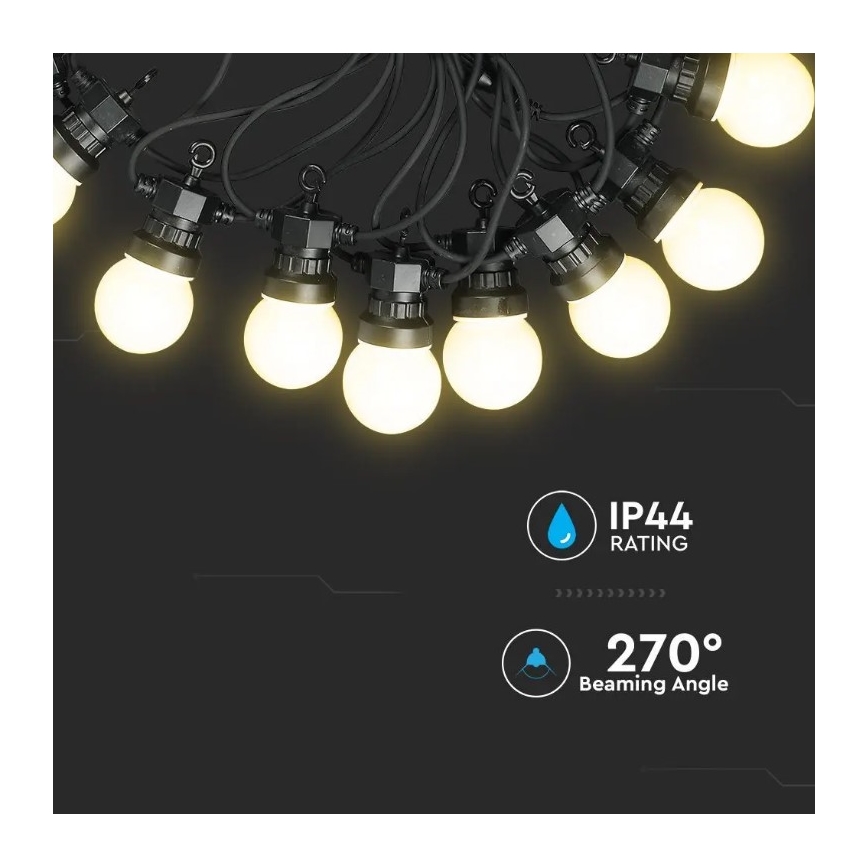 LED kültéri fényfüzér STRING 5m 10xLED/0,5W/230V IP44 3000K