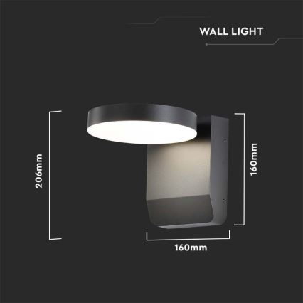 LED Kültéri flexibilis fali lámpa LED/17W/230V IP65 4000K fekete