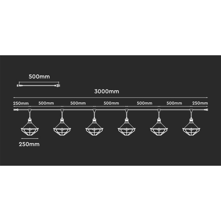 LED kerti függesztett lámpa PREMIUM STRING 3m 6xE27/8W/230V IP65 szürke/bronz
