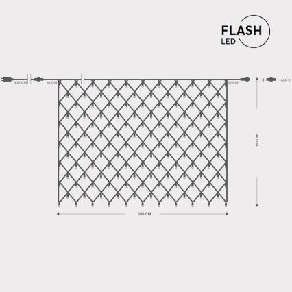 LED Kültéri függöny NET 240xLED/7,2W/230V 1,5x2 m IP44 meleg fehér