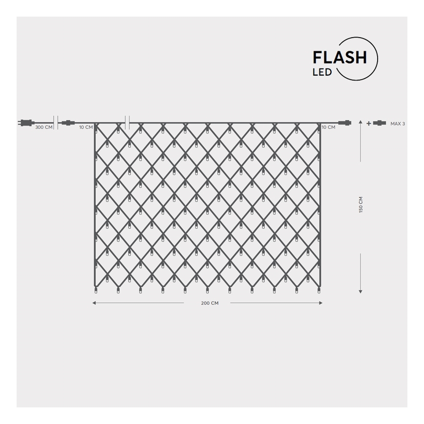 LED Kültéri függöny NET 240xLED/7,2W/230V 1,5x2 m IP44 meleg fehér