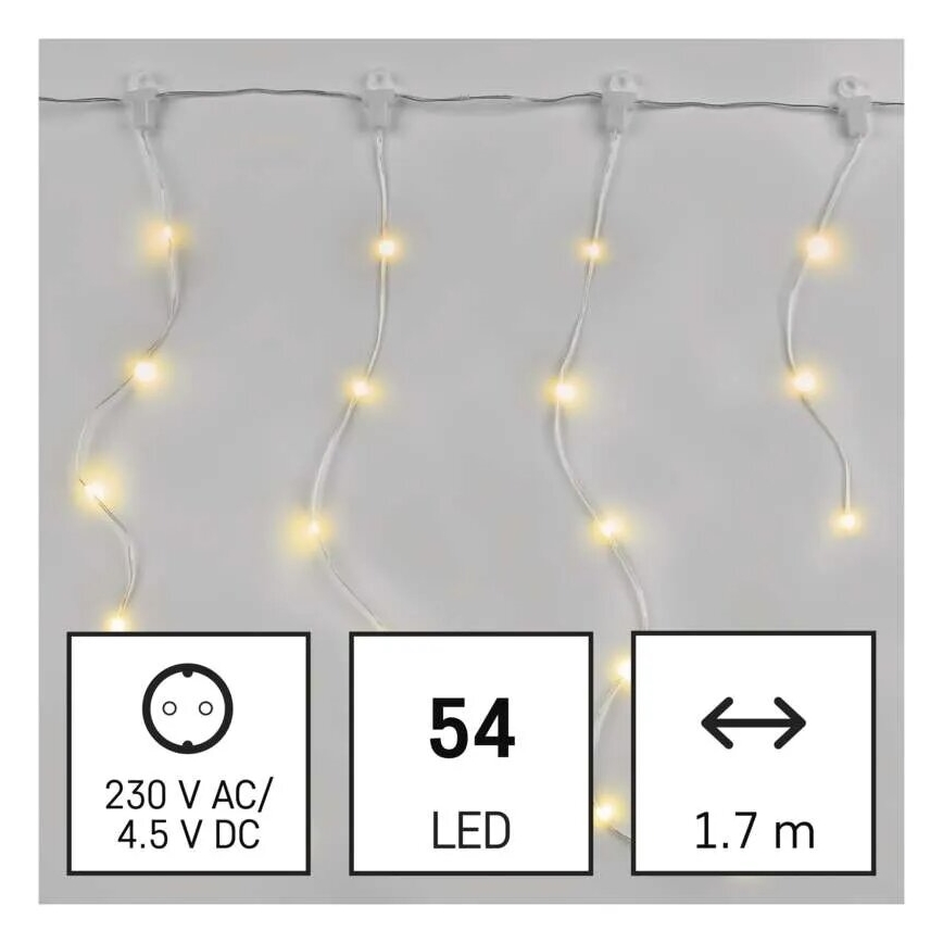 LED kültéri füzér 54xLED/8 funkciós 6,7x0,7m IP44 meleg fehér