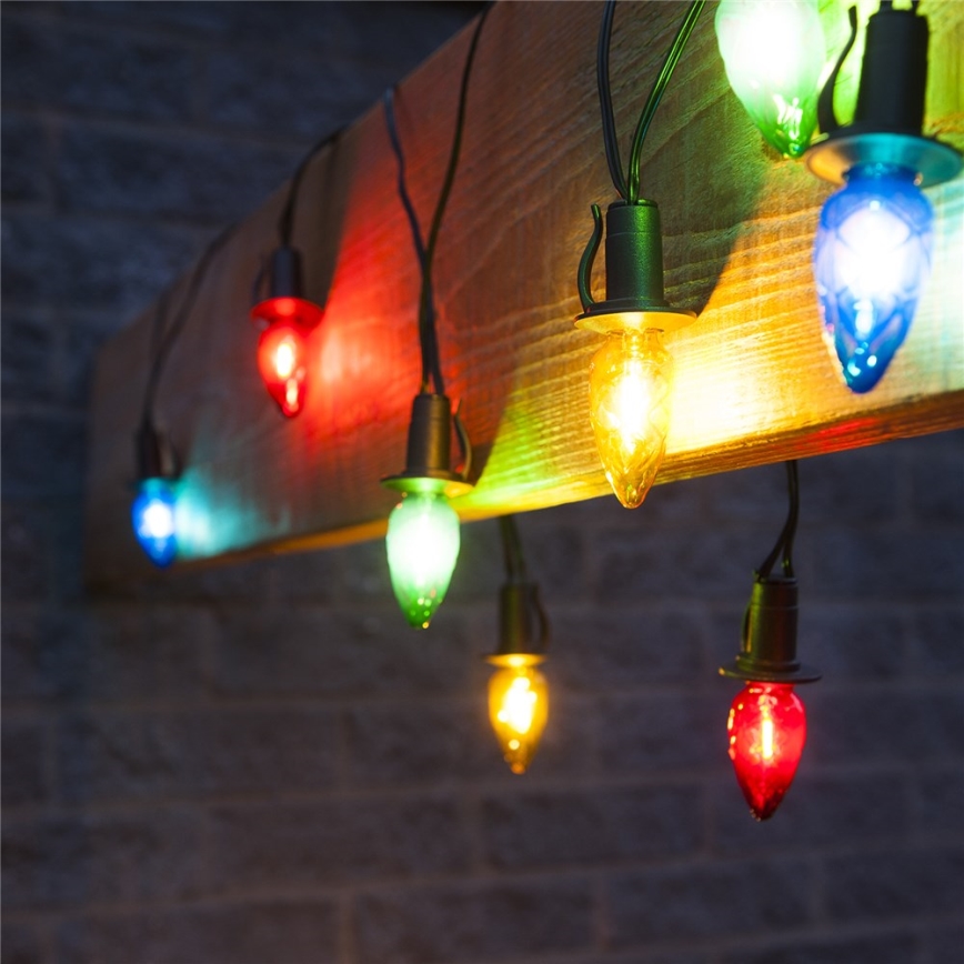 LED kültéri fényfüzér CONE FILAMENT 20×E10, 19 m, színes / meleg fehér, IP44, Gyártva az EU-ban