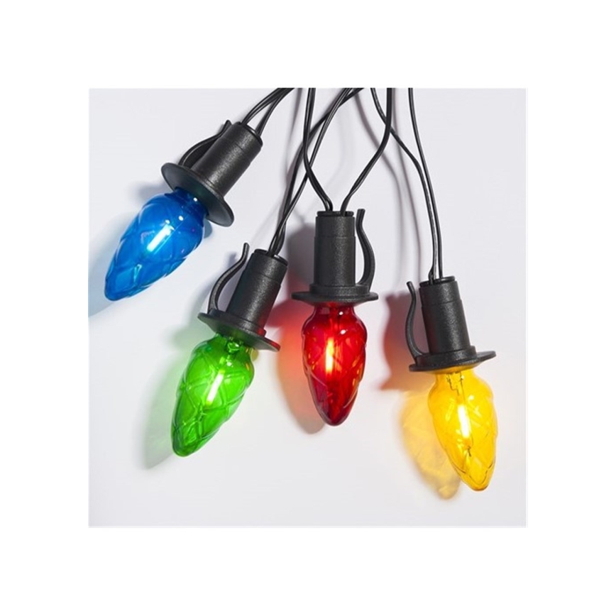 LED kültéri fényfüzér CONE FILAMENT 20×E10, 19 m, színes / meleg fehér, IP44, Gyártva az EU-ban