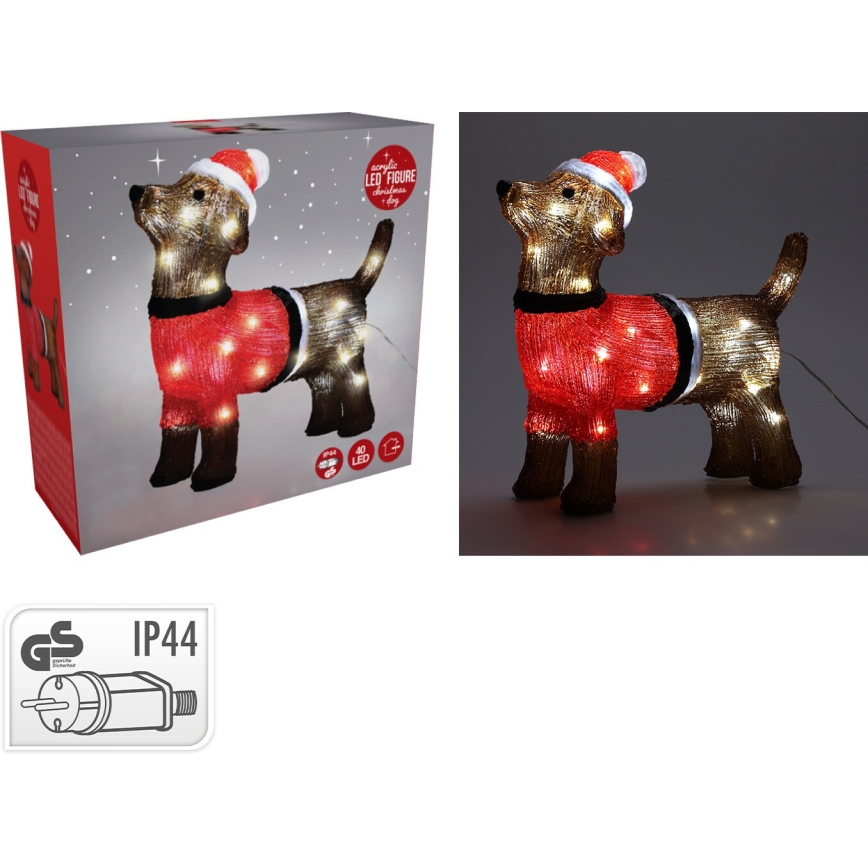 LED Kültéri karácsonyi dekoráció 40xLED/230V 35 cm IP44 kutya