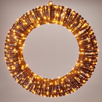 LED kültéri karácsonyi dekoráció 500xLED/6W/230V átmérő 50 cm IP44 meleg fehér koszorú/barna