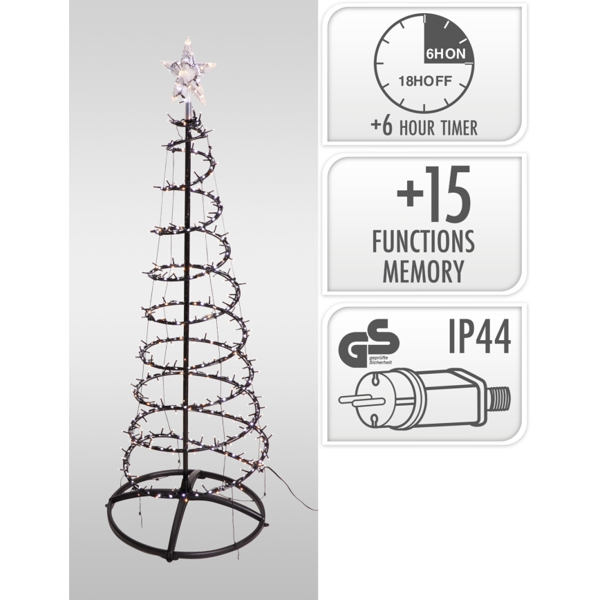 LED kültéri karácsonyi dekoráció 524xLED/230V, 15 funkció, 150 cm, IP44, meleg fehér, karácsonyfa