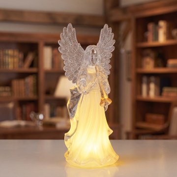 LED kültéri karácsonyi dekoráció LED/3xAA 30 cm angyal trombitával