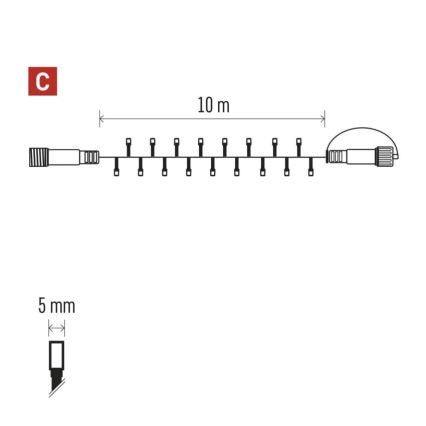 LED kültéri karácsonyi fényfüzér 100xLED/10m IP44 hideg fehér