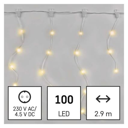 LED kültéri karácsonyi fényfüzér 100xLED/8 funkció 7,9x0,7m IP44 meleg fehér