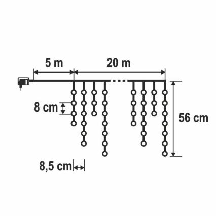 LED kültéri karácsonyi fényfüzér 1200xLED/230V 25x0,56 m IP44 meleg fehér/hideg fehér