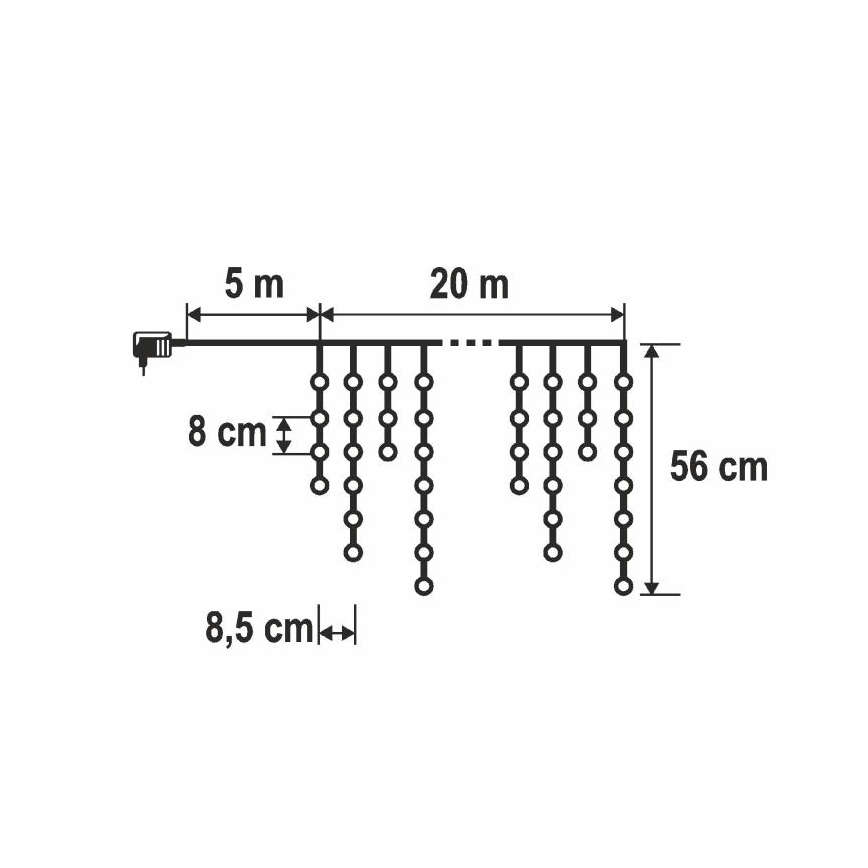 LED kültéri karácsonyi fényfüzér 1200xLED/230V 25x0,56 m IP44 meleg fehér/hideg fehér