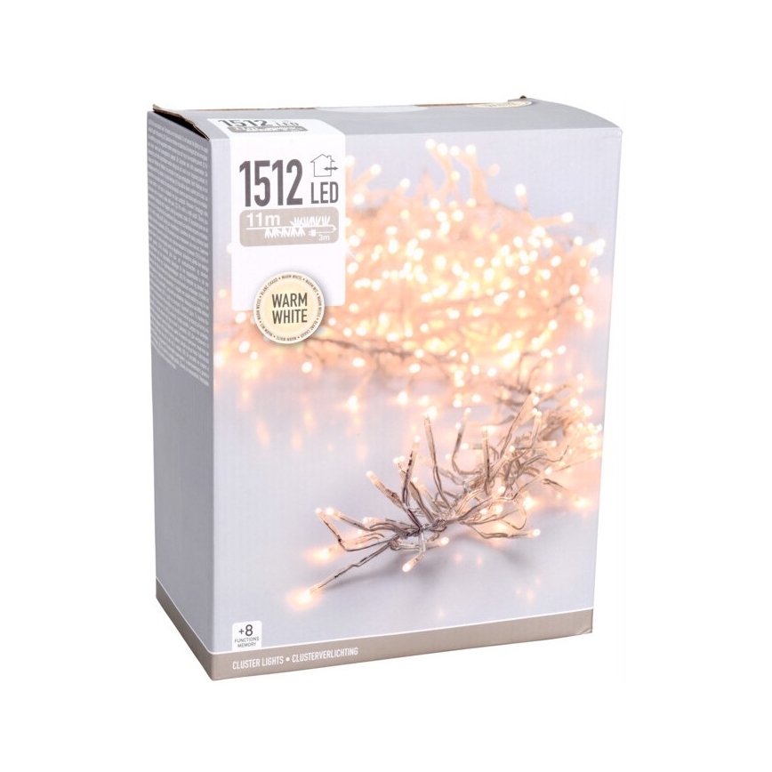 LED kültéri karácsonyi fényfüzér 1512xLED/230V/8 üzemmód 14 m IP44 meleg fehér