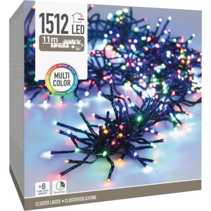 LED kültéri karácsonyi fényfüzér 1512xLED/230V/8 világítási mód 14 m IP44 többszínű