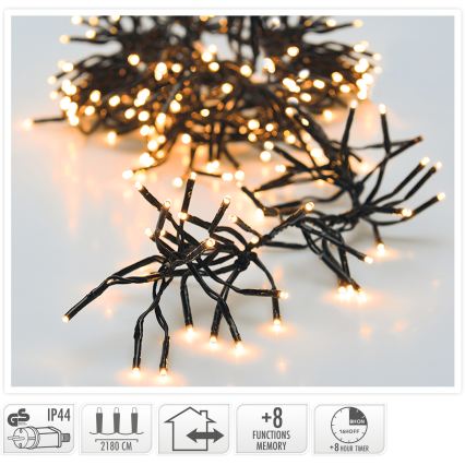 LED kültéri karácsonyi fényfüzér 3000xLED/230V/8 funkciós 24,8 m IP44 meleg fehér
