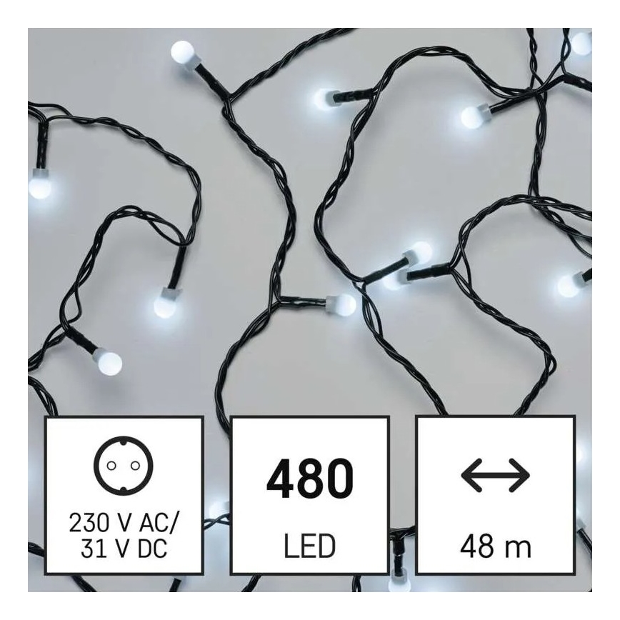 LED kültéri karácsonyi fényfüzér 480xLED/8 funkció 53m hideg fehér IP44