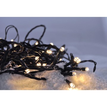 LED kültéri karácsonyi fényfüzér 50xLED/8 üzemmód/3xAA 8m IP44 meleg fehér