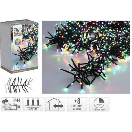 LED kültéri karácsonyi fényfüzér 576xLED/230V/8 funkcióval 7,2 m IP44 többszínű