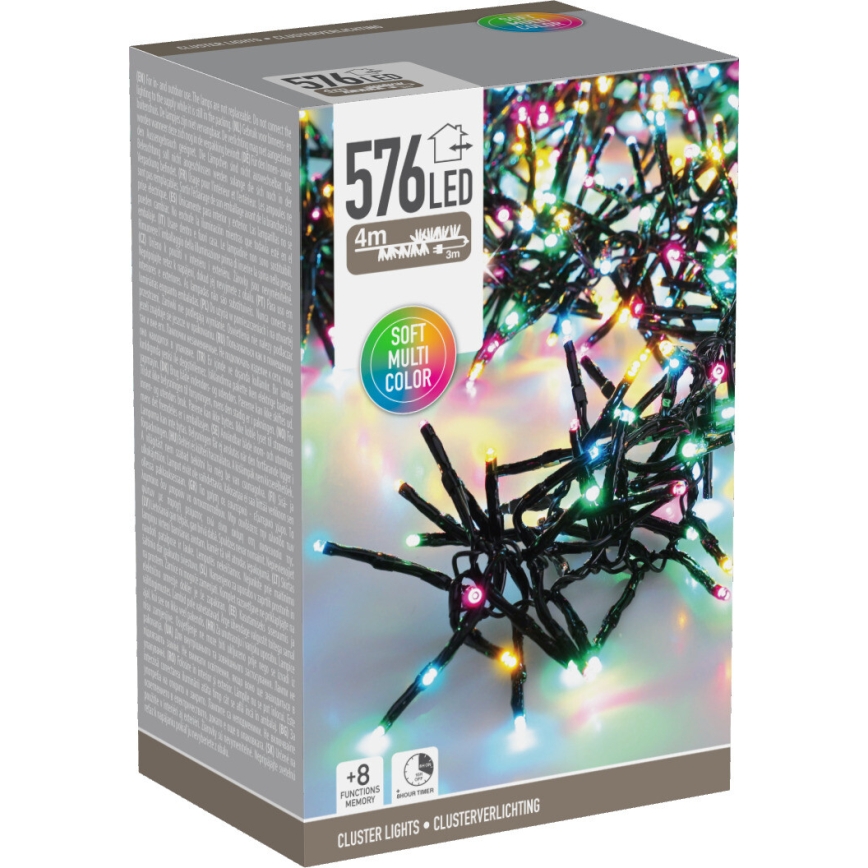 LED kültéri karácsonyi fényfüzér 576xLED/230V/8 funkcióval 7,2 m IP44 többszínű