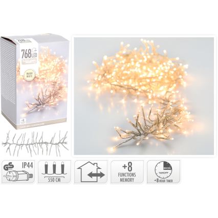LED kültéri karácsonyi fényfüzér 768xLED/230V/8 funkció 8,5 m IP44 meleg fehér